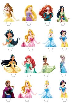 the disney princesses are all different colors and sizes