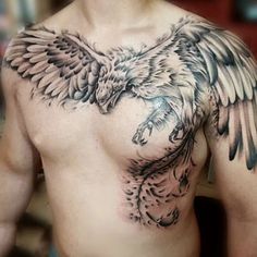 a man with an eagle tattoo on his chest