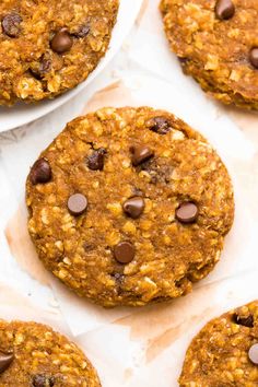 several cookies with chocolate chips on top