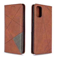 the back and side view of a brown samsung s9 phone case with an argyle pattern