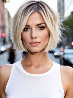 Stacked Blonde Bob Haircut, Short Haircuts Brunette, Cute Short Blonde Hairstyles, Ash Blonde Balayage Short Hair, Haircuts Brunette, Grey Bobs, Choppy Bob Hairstyles For Fine Hair, Chic Short Haircuts, Timeless Looks