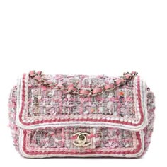 ! Don’t Waste Our Time This Is An Authentic Preloved Chanel Tweed Braid Mini Flap In White And Pink. This Stylish Shoulder Bag Is Crafted Of Colorful Tightly Woven Tweed With Diamond Stitching. The Bag Features A Light Gold Chain Link Shoulder Strap Threaded With Pink Leather And A Front Flap With A Matching Gold Classic Cc Turn Lock. This Opens To A Pink Leather Interior With Zipper And Patch Pockets. This Is An Excellent Shoulder Bag That Will Be Ideal For Day Or Night, With Timeless Quality A Chanel Quilts, Luxury Tweed Evening Bag, Chic Tweed Top Handle Bag, Luxury Tweed Shoulder Bag, Designer Tweed Top Handle Bag, Elegant Tweed Top Handle Bag, Luxury Woven Crossbody Bag, Multicolor Designer Woven Bags, Designer Multicolor Woven Bag