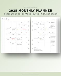 a planner is shown with the date and month on it