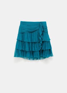 Ella Skirt Chic Ruched Draped Flowy Skirt, Chic Ruched Draped Skirt, Chic Ruched Flowy Draped Skirt, Chic Pleated Tiered Bottoms, Chic Tiered Pleated Bottoms, Silk Tiered Skirt Bottoms With Ruffles, Chic Draped Skirt With Folds For Spring, Silk Tiered Skirt With Ruffles, Chic Silk Bottoms With Ruffles