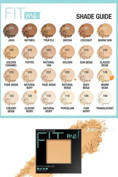 Foundation Shades Chart, Warm Undertone Makeup, Uk Girl Makeup, Makeup Natural Glam, Maybelline Powder, Maybelline Fit Me Powder, Fit Me Powder, Maybelline Foundation, Neutral Skin