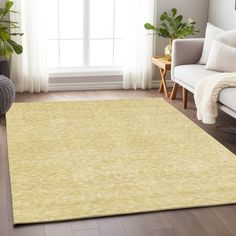 a living room scene with focus on the rug