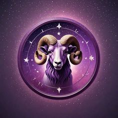 an astrological image of a ram with stars in the background