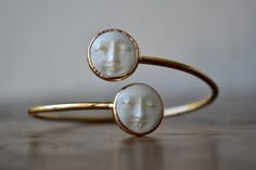 MAN In The MOON Bangle /// Electroformed Carved Bone door luxdivine Man In The Moon, Face Jewellery, Moon Bracelet, In The Moon, Ringe Gold, Moon Ring, Handmade Bangles, Ready Made, Bohemian Jewelry