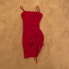 This Dress Is Extremely Good Quality. I Cut The Tag Off, But It Has Never Been Worn Before. It Is In Brand New Condition And It Is Perfect For Any Holiday Event Or Party. It Is A Very Classy Dress That Is Also Very Fun To Wear Out. Red Ruched Mini Length Bodycon Dress, Red Ruched Bodycon Dress In Flirty Style, Red Ruched Bodycon Dress With Flirty Style, Flirty Red Ruched Bodycon Dress, Red Ruched Mini Dress With Spaghetti Straps, Red Hoco Dress, Red Hoco, Hoco Dress, Red Velvet Dress