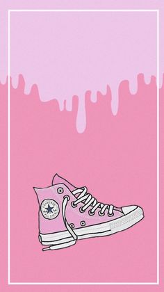 an illustration of a pair of sneakers on a pink background