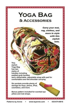 an advertisement for yoga bags and accessories