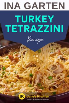 Turkey tetrazzini in a pan Turkey Tortellini Recipes, Smoked Turkey Pasta, Turkey Tetrazzini Recipe Pioneer Woman, Turkey Tetrazini, Turkey Tetrazzini Recipe Easy, Using Leftover Turkey, Turkey Tetrazzini Recipe, Turkey Tetrazzini, Peanut Butter Balls Recipe