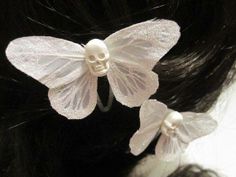 Wedding Skulls, Skull Hats, Lobster Wedding, Cherub Face, Butterfly Hair Accessories, Skull Butterfly, Skull Wedding, Feather Hair Clips