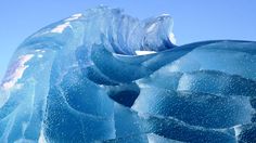 an ice sculpture with blue and white colors