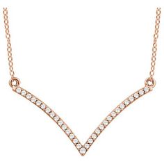 14K Rose Gold "V" Shape Diamond Necklace Womens Diamond Necklace, Valentine Gifts For Her, Essential Jewelry, V Necklace, White Diamond Necklace, Amanda Rose, Winter Must Haves, Mini Gold, Jewelry Showcase