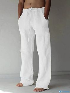 Linen Pants Style, Linen Drawstring Pants, Casual Summer Pants, Casual Pants Style, Men Pants, Linen Casual