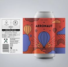 an open can of aeronat beer next to a label for the brand's new product