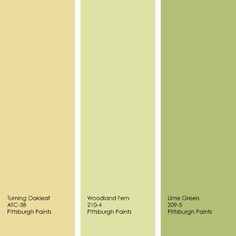 four different shades of green and yellow in the same color scheme, each with two different colors