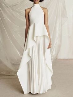 UOOZÉE Summer Pleated Dress With Asymmetrical Skirt, Halter Evening Dress, Tule Rok, Robes Glamour, Solace London, 파티 드레스, Halter Gown, Pleated Long Skirt, Top Skirt Set