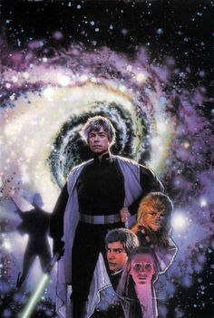 the poster for star wars, featuring luke and chew - o's characters in front of