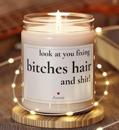 Hair Stylist Gift Idea,New Salon Owner,Cosmetology Graduation,Hairdresser Christmas,Birthday Present,funny Beautician Gifts For Him,Her Packed with immersive aromas, these scented candles come in 9oz glass jars and are one size (2.8″ × 3.5") (7.1cm × 8.8cm). Made with 100% natural soy wax blend, each candle features a 100% cotton wick and a permanent adhesive label where your custom designs can come alive. .: Materials: 100% natural soy wax blend, 100% cotton wick and a glass jar .: Compliant wi Gifts For Your Hair Stylist, Hair Stylist Gifts Ideas, Hairdresser Christmas, Client Gifts Christmas, Cosmetology Graduation, Salon Owner, Hair Stylist Gifts, Salon Owners, Christmas Inspo