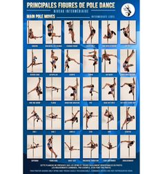 a poster showing how to do pole dancing for beginners and advanced dancers with instructions