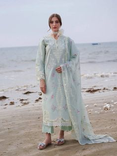 Eastern Wear, Unstitched Dress Material, Chiffon Collection, Embroidered Sleeves, Pakistani Suits, Simple Trendy Outfits, Dress Material, Western Outfits