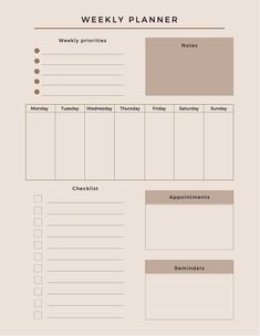 a printable weekly planner is shown with the words, week and month on it