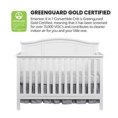 the greenguard gold certified crib is designed for over 15, 000 vocs and continues to clean air for you and your little one