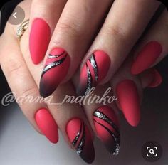 Red Black Nails, Nagellack Trends, Black Nail Art, Her Nails, Black Nail Designs, Black Nail, Uñas Acrilicas, Acrylic Nail Art, Gel Nail Designs