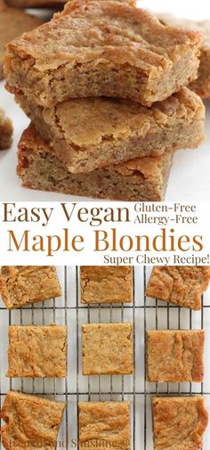 easy vegan maple blondies are made with only three ingredients and they're super chewy