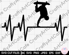 a silhouette of a man doing yoga on top of a heartbeat line with the word sv cut