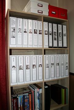 a book shelf filled with lots of books