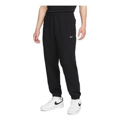 Nike Solo Swoosh French Terry Trousers 'Black' DX0816-010 French Terry, Trousers, Nike, Black