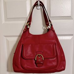 This Is A Euc Coach Campbell Bag. Minor Rubbing On Corners. No Callouts Other Than Normal Wear And Tear. Sold As Is Wear And Tear, Red Gold, Coach Bags, Bag Lady, Red, Women Shopping, Gold, How To Wear, Color