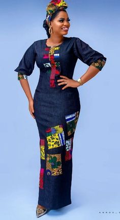 Jeans Gown Styles For Ladies, African Attire Dresses, Latest Ankara Styles, Afrikaanse Mode, African Maxi Dresses, African Fashion Traditional