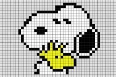 a cross stitch pattern with a dog holding a yellow object in it's mouth