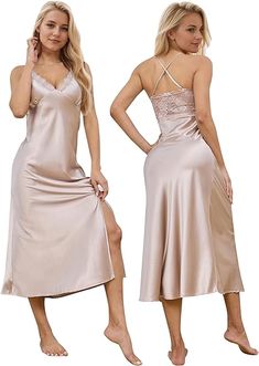 Milk Tea Satin Dresses For Women