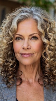 Curly Hairstyles for Women Over 50 Long Curly Layers, Side Curly Hairstyles, Blonde Highlights Curly Hair, Curly Lob, Layered Curls