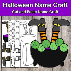 halloween name craft cut and paste name craft