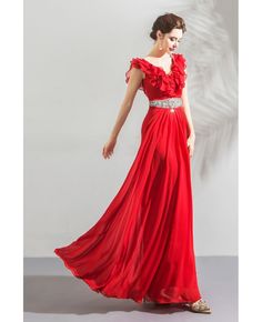 Buy Elegant Long Red Chiffon Evening Party Dress With Jeweled Waistline at wholesale price online. Free shipping and pro custom service since 2009. Red V-neck Chiffon Wedding Dress, Red V-neck Chiffon Dress, Fitted Red Chiffon Dress For Banquet, Red Fitted Chiffon Dress For Banquet, Fitted Red Chiffon Dress, Red Chiffon V-neck Dress, Red Sleeveless Chiffon Party Dress, Elegant Red Chiffon Dress With V-neck, Red Chiffon Evening Dress For Prom