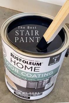 best stair paint, rusteoleum What Color To Paint Stairs, Basement Stair Ideas Diy, Painted Garage Steps, Basement Stair Riser Ideas, Painting Stair Treads Black, Stair Paint Ideas, Black Stain Stairs, Paint Stairs Ideas, Basement Steps Redo