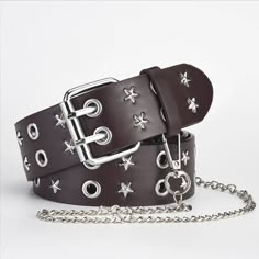 Star Studded Belt with Chain Star Belt Y2k, Moon And Star Chain Belt, Star Belt Buckle, Belt With Chain, Star Studded Belt, Adjustable Black Belt With Studs, Y2k Belt, Fall Sweaters For Women, Jogger Pants Casual