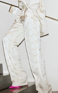 Oversized Satin Pajama Shirt by VICTORIA BECKHAM for Preorder on Moda Operandi Victoria Beckham Collection, Pre Fall Fashion, Victoria Beckham Style, Pajama Fashion, Fall Pants, Vogue Russia, 2019 Fashion, Harper's Bazaar, Fashion Show Collection