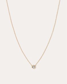 14K Gold Diamond Bezel Necklace | Quince Mini Diamond Necklace, Bezel Diamond Necklace, Diamond Bezel Necklace, Round Rose Gold Birthstone Necklace With Delicate Chain, Rose Gold Round Birthstone Necklace With Delicate Chain, Diamond Birthstone Necklace With Bezel Setting, Round Diamond Necklace With Delicate Chain, Delicate Round Diamond Necklace With Bezel Setting, Gold Solitaire Necklace With Diamond Accents And Round Stone