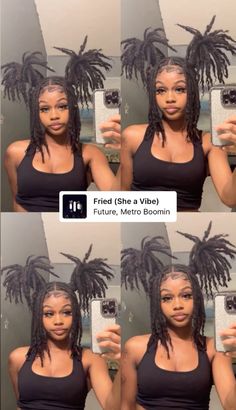 Short Dreads Hairstyle For Women, Loc Hairstyles No Retwist, Pigtail Locs, Teenage Stage Locs, Dreads Pigtails, Pigtails Locs, Hairstyles Faux Locs, Long Locs Hairstyles