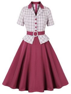 30-70% OFF✓ Fast Shipping✓Step back in time with Retro Stage's 1950s Lapel Glen Check Belted Dress. The classic glen check pattern paired with a stylish lapel and belt creates a sophisticated retro look that exudes timeless elegance. Retro Dresses Casual, 1950s Dress Uk, 1960 Church Dress, Vintage Modest Dresses 1950s, Dapper Day Dress, Retro Dresses Women, Womens 50s Dresses, 50s Coat Dress, Christmas Retro Dress