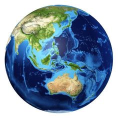 an image of the earth from space showing australia and other parts of the world on white background