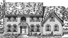 this is an artist's rendering of the front elevation of these country house plans