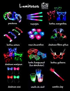 an image of different types of lights in the dark with caption below that says luminose